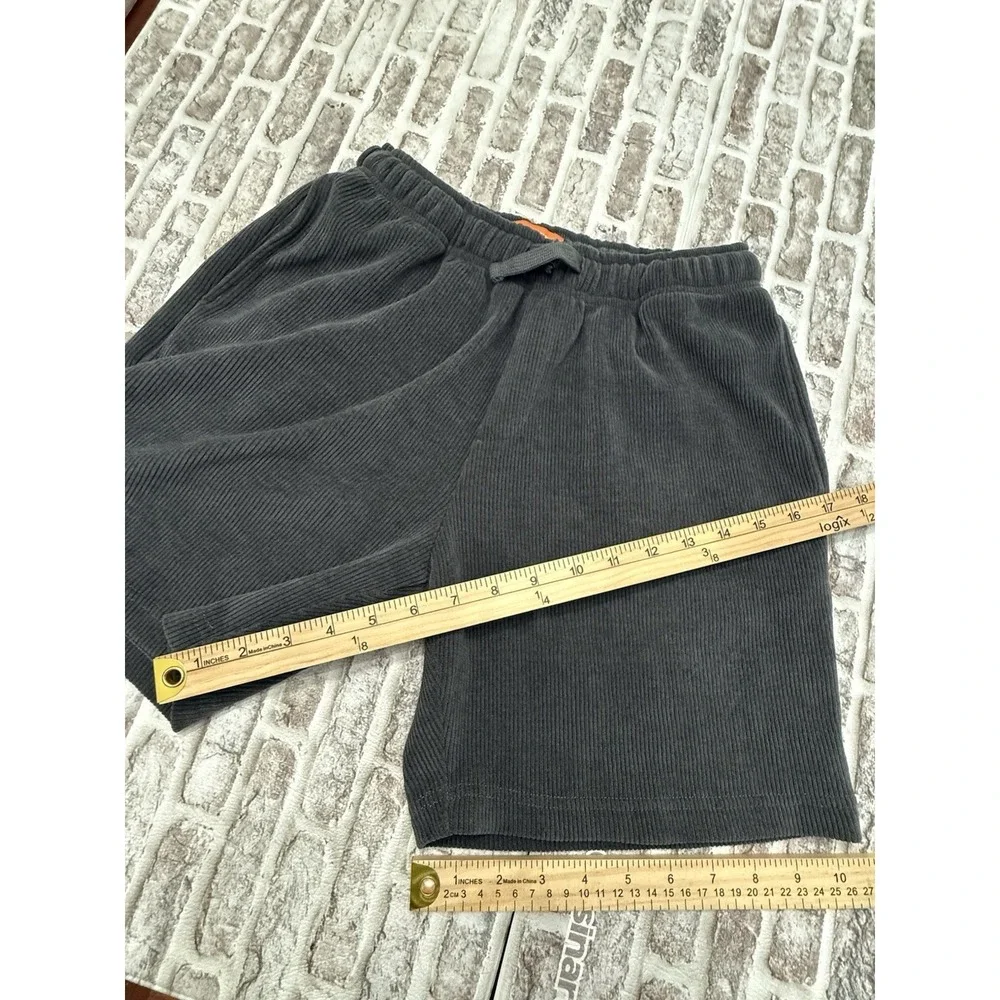 Negative Space Corduroy Shorts Elastic Waist Drawstring Charcoal Gray Men's S